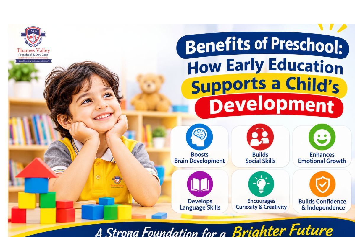 Preschool child and parent learning about benefits of preschool